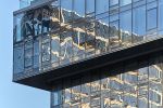 An architectural photo capturing warped reflections on the cantilevered facade of 100 Norfolk Street, in New York City's Lower East Side by architecture firm ODA. Limited edition fine art prints of this photo are available up to 72 inches in height and framed in wood, metal and acrylic styles