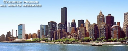 A view of East Midtown Manhattan and the United Nations, New York City