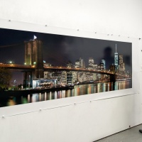 Panoramic View of Brooklyn Bridge at Night 120 inch wide limited edition print by photographer Andrew Prokos