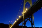 A view of St. John's Bridge at dusk, Portland, Oregon