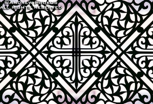 A detail of wrought iron from a Byzantine church gate in Athens, Greece
