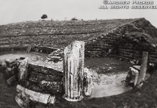 Ruins of the ancient Greek amphitheater at Dodona in Epirus, Greece