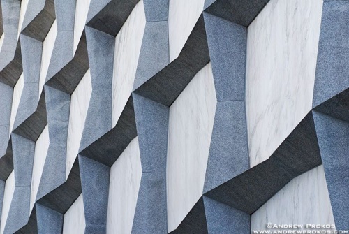 An architectural detail from the facade of Yale University's Beinecke Library