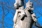 Statue of a unicorn representing the British monarchy from Colonial Williamsburg, VA. Framed fine art prints of this photo are available in various sizes, please inquire. 