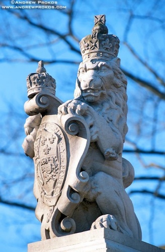 Statue of a lion representing the British monarchy from Colonial Williamsburg, VA. Fine art prints of this photo are available framed in various styles. 