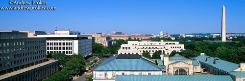 A view of the Federal buildings along Constitution Avenue, Washington DC