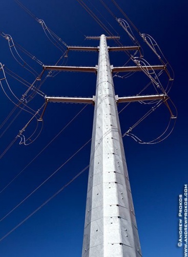A steel electricity transmission tower with transmission lines