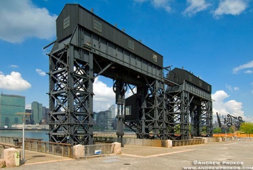 The gantries at Gantry Plaza State Park, Long Island City, Queens.