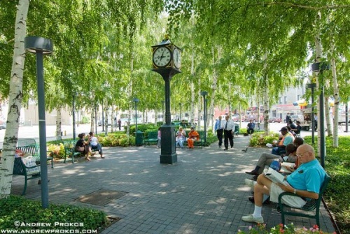 A view of the plaza in front of the Citigroup Building, Long Island City, Queens.