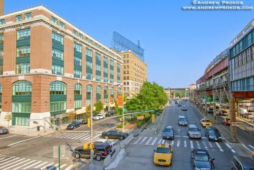 An elevated view of Queens Plaza North, Long Island City.