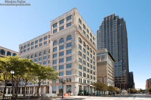 A view of Exchange Place in Jersey City, NJ