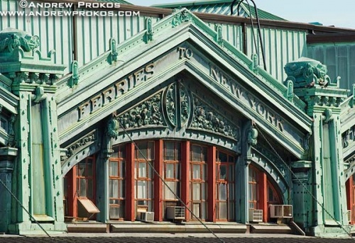 The ornate facade of Hoboken Train Station, Hoboken, New Jersey