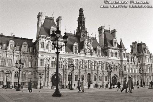 A view of the Hôtel de Ville in Paris, France