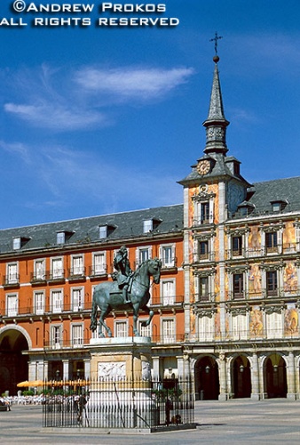A view of the Plaza Mayor during the day, Madrid, Spain