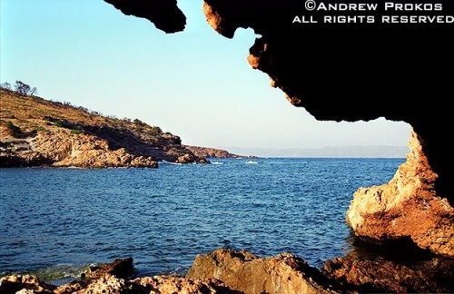 An Aegean sea cove at Sounion, Greece