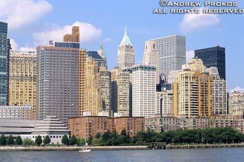 A view of Lower Manhattan and the Museum of Jewish Heritage from the Hudson River, New York City