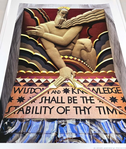 A color fine art print of an Art Deco relief found at 30 Rockefeller Center, New York City