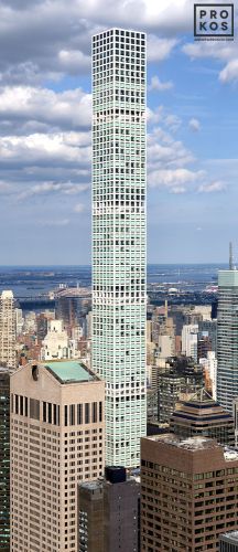A high-definition panoramic architectural photograph of the supertall tower 432 Park Avenue in New York City. Fine art prints of this photo are available up to 72 inches in height.
