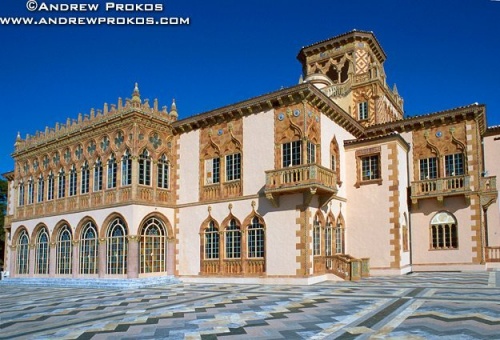A view of the ornate Venetian-inspired Ca D'Zan Mansion, Sarasota, Florida. Framed fine art prints of this photo are available in various sizes, please inquire. 