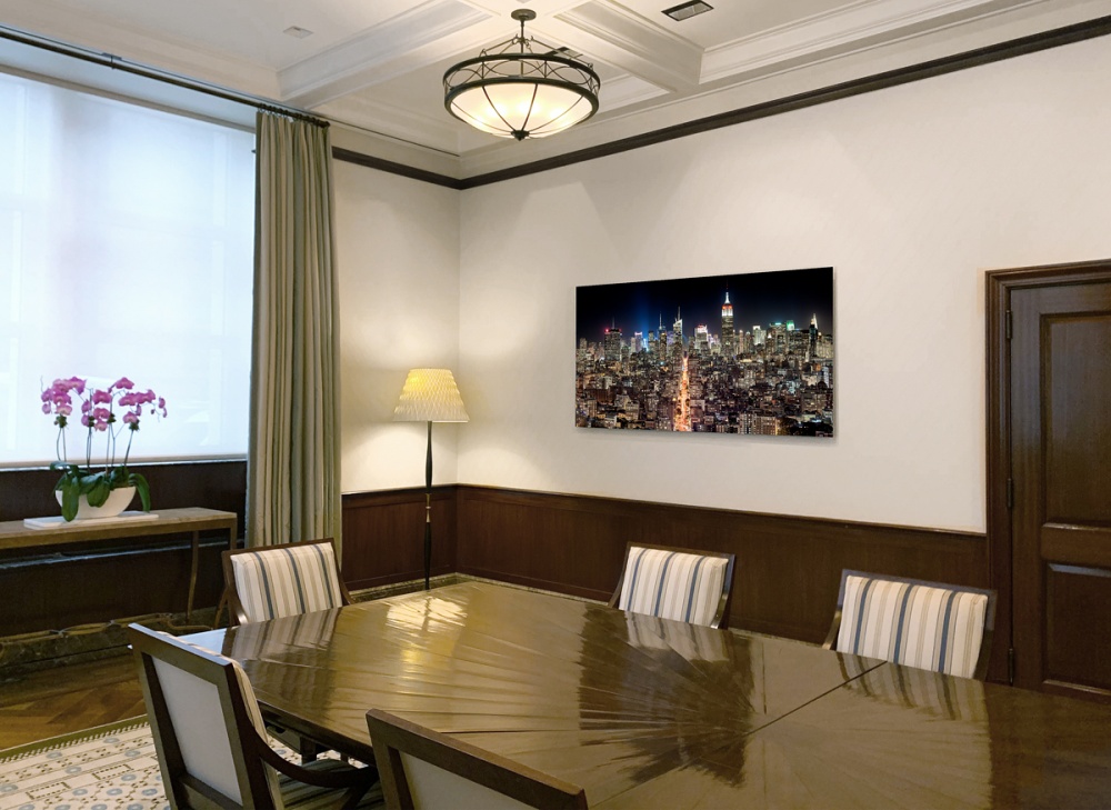 Manhattan Cityscape Night Photograph by Andrew Prokos Installed at 515 Park Avenue