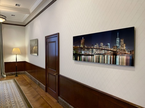 Brooklyn Bridge Night Photograph by Andrew Prokos Installed at 515 Park Avenue