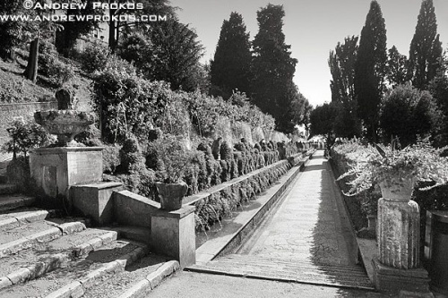 View of the Hundred Fountains in the gardens of the Villa D'Este, Tivoli, Italy