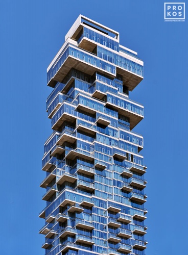 A large-format architectural photo of 56 Leonard tower, Tribeca, Manhattan, New York City