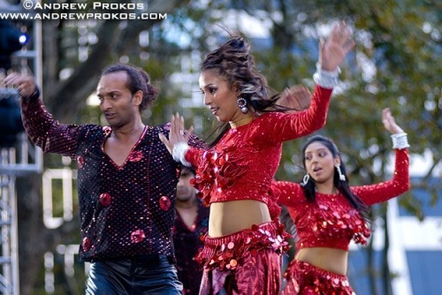 Bollywood dancers in Bryant Park, New York City