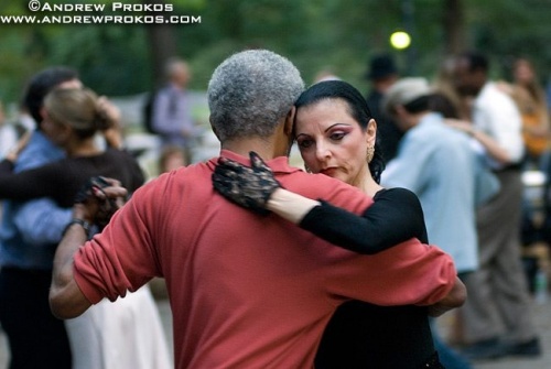 A couple dancing the Tango on a late Summer's eve in Central Park, NYC