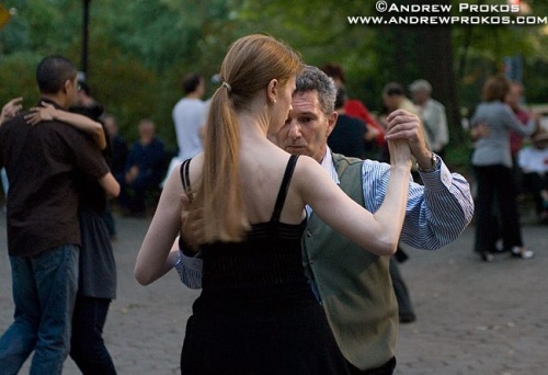 Tango dancers enjoying a late Summer's evening in Central Park, NYC