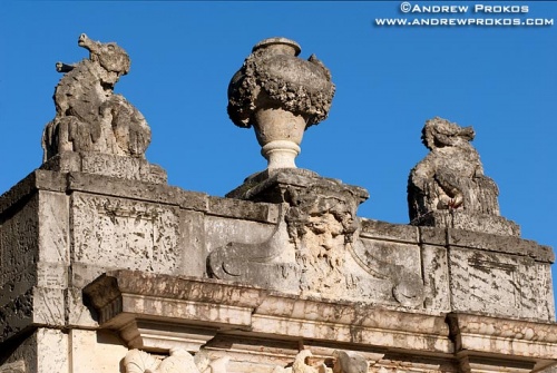 An architectural detail photo from one of the stone gates at Vizcaya Museum, Miami, Florida. Fine art prints of this photo are available framed in various sizes and styles.