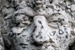 Close-up view of a coralstone herm in the gardens of Vizcaya Museum, Miami, Florida