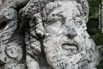 An allegorical herm made of coralstone in the gardens of Vizcaya Museum, Miami, Florida