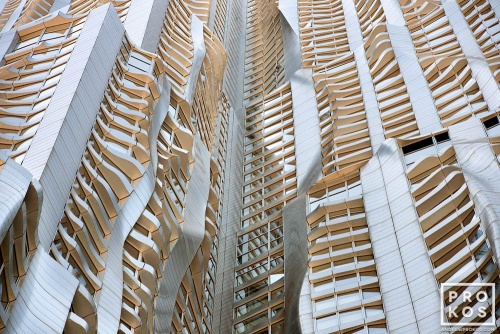 An architectural detail photograph from the warped facade of 8 Spruce Street by Gehry Partners, Manhattan. Fine art prints of this photo are available framed in various styles. 