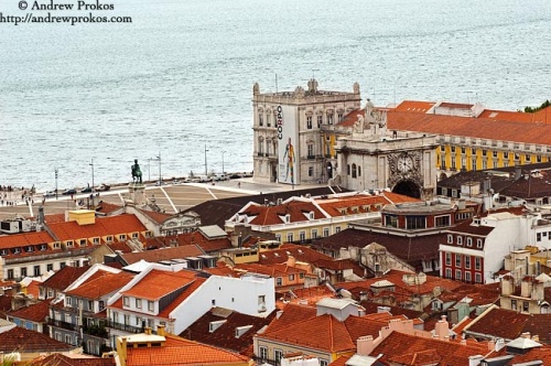 A view of the Praca Do Comercio in Lisbon, Portugal. Fine art prints of this photo are available framed in various styles. 