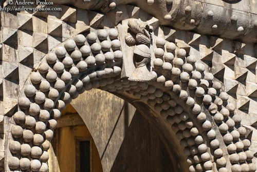 The neo-renaissance style entrance gate of the Palacio da Pena in Sintra, Portugal