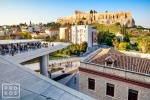 A view of the Acropolis and the terrace of the Acropolis Museum in Athens, Greece. Bernard Tschumi Architect. Fine art prints of this photo are available framed in various styles.