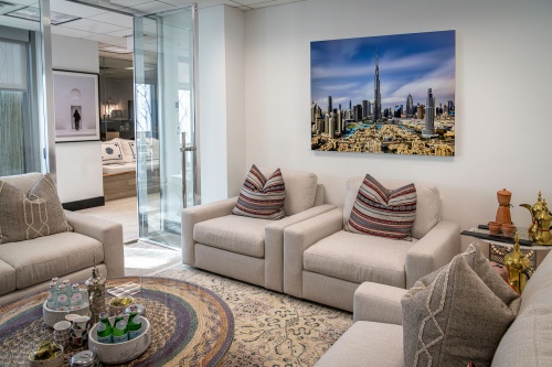 A limited edition print of 'Burj Khalifa and Dubai Cityscape - Ten Minutes' by photographer Andrew Prokos on display in the permanent collection of the Embassy of the United Arab Emirates in Washington DC.