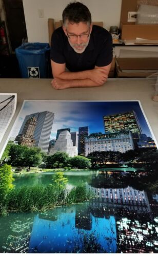 Night & Day - Central Park Pond and Plaza Hotel Print in Production
