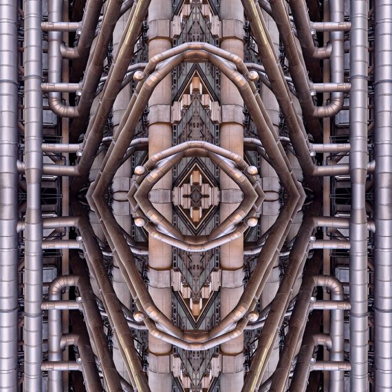An architectural abstraction based on reflections of modern architecture in London, UK. Large-scale limited edition prints of this photo are available up to 96 inches in height