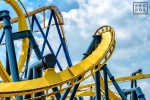 A view of the Batman rollercoaster, from the fine art architectural photo series "The Architecture of Amusement"