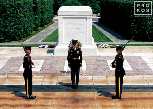 A photo of the changing of the guard at the Tomb of the Unknown Soldier, Arlington National Cemetery, Virginia. Fine art prints of this photo are available framed in various sizes, please inquire. 