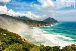 A landscape photo showing one of the many promontories of Arraial do Cabo, Brazil and the Atlantic Ocean.