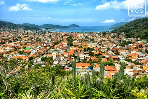 A fine art photo of landscape view of the town of Arraial do Cabo, Brazil.