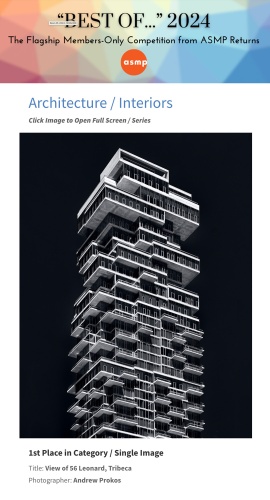 View of 56 Leonard, Tribeca - 1st Place Winning Image at ASMP Annual Photo Competition 2024