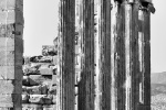 A black and white high-definition photo of the columns forming the portico of the Erechtheion temple at the Acropolis in Athens, Greece. Limited edition prints of this photo are available up to 80 inches in height.
