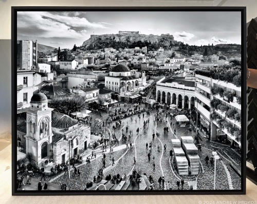 View of the Acropolis and Athens - Black and White Cityscape - Framed Art Photo by Andrew Prokos