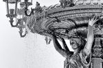 Bartholdi Fountain, Washington DC. A black and white photograph of the Victorian era Bartholdi Fountain in the United States Botanic Garden in Washington DC.