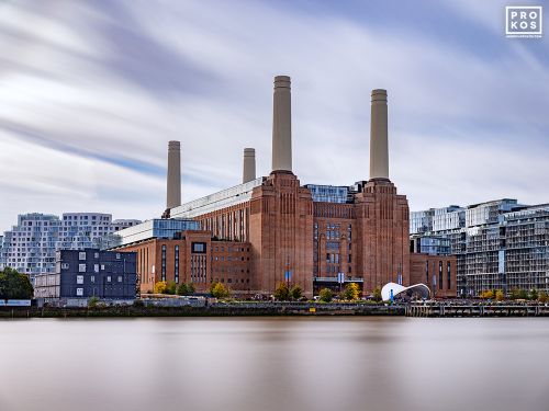 A long-exposure view of Battersea Power Station and the Thames River captured with a six minute exposure time, London, United Kingdom. Limited-edition fine art prints of this photo are available up to 80 inches in width.