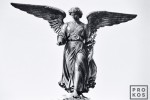 A black and white view of the Angel Fountain at Bethesda Terrace in New York's Central Park. Black and white prints of this photo are available framed in various styles.